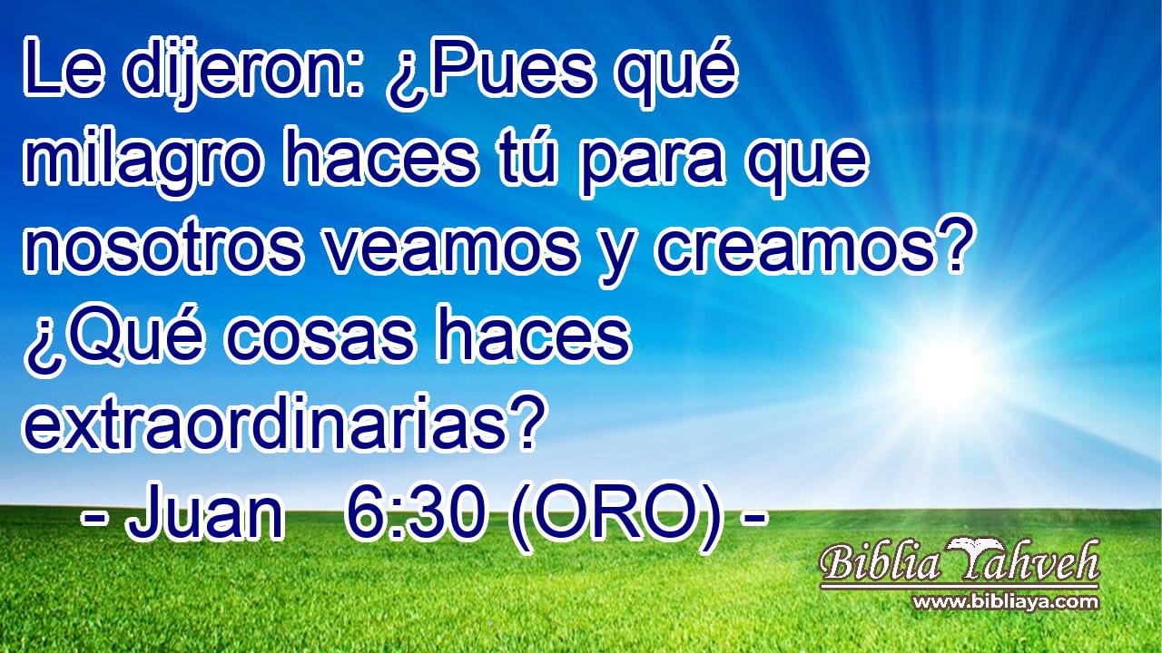  Le dijeron: ¿Pues qué milagro haces tú para que nosotros veamos y creamos? ¿Qué cosas haces extraordinarias? 