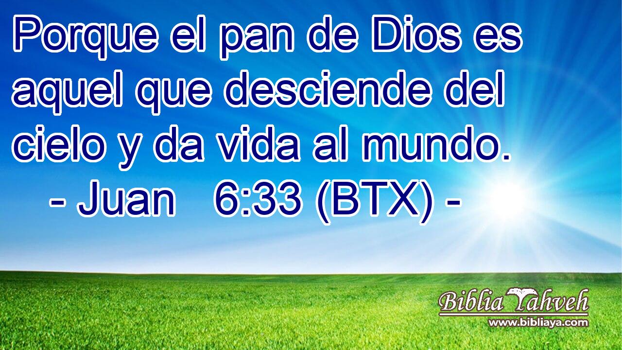 Porque el pan de Dios es aquel que desciende del cielo y da vida al mundo.