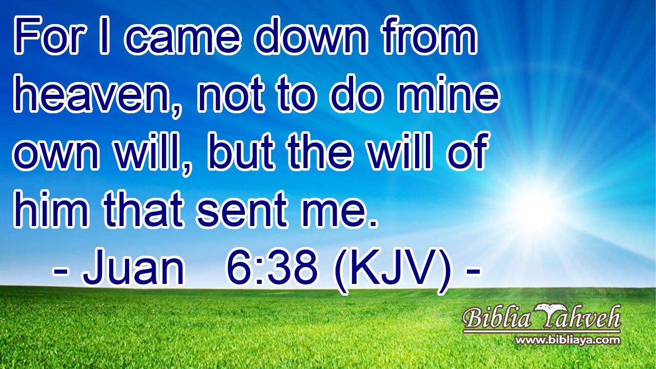 For I came down from heaven, not to do mine own will, but the will of him that sent me.