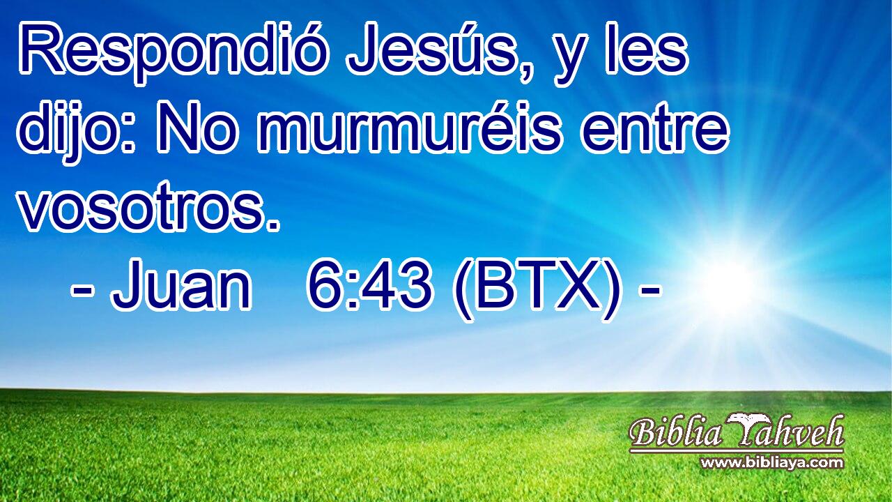 Respondió Jesús, y les dijo: No murmuréis entre vosotros.