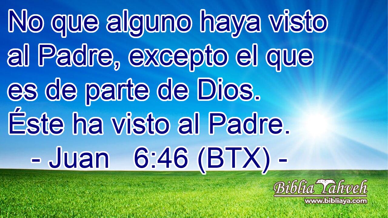 No que alguno haya visto al Padre, excepto el que es de parte de Dios. Éste ha visto al Padre.