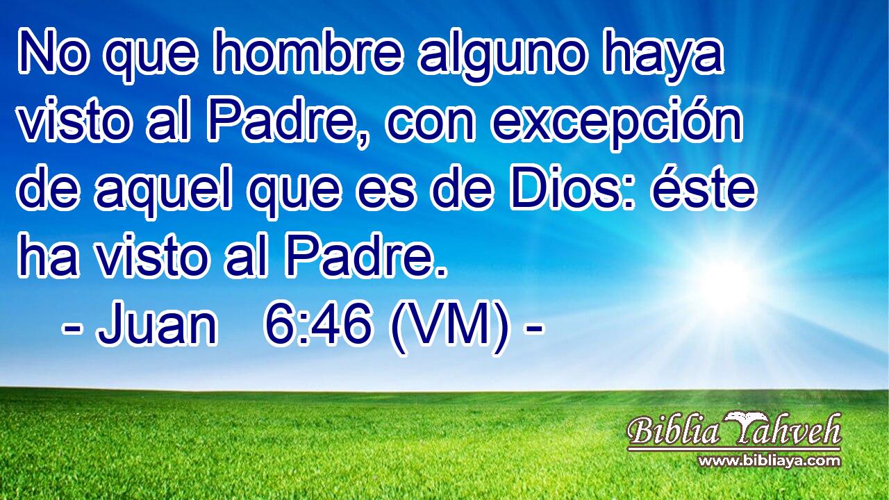  No que hombre alguno haya visto al Padre, con excepción de aquel que es de Dios: éste ha visto al Padre. 