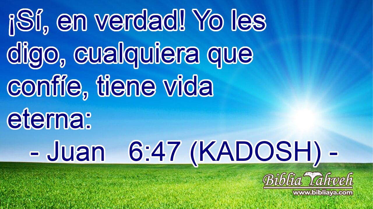  ¡Sí, en verdad! Yo les digo, cualquiera que confíe, tiene vida eterna: 