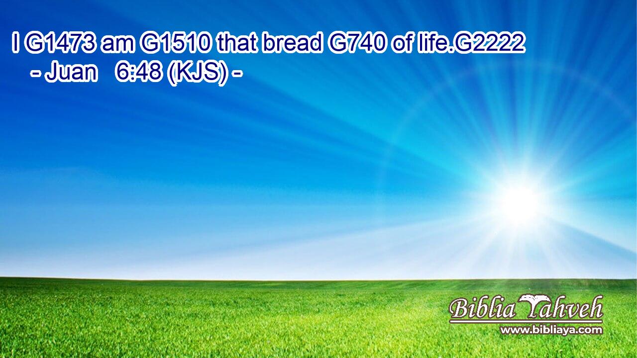 I G1473 am G1510 that bread G740 of life.G2222