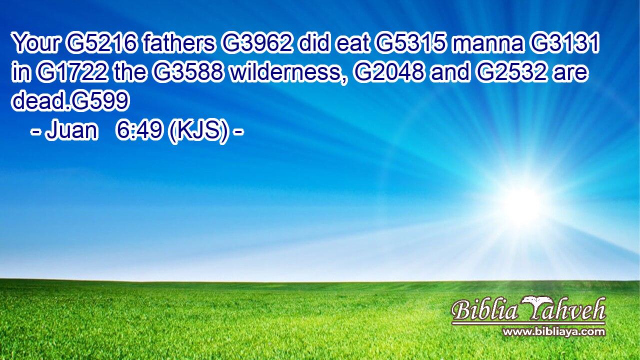 Your G5216 fathers G3962 did eat G5315 manna G3131 in G1722 the G3588 wilderness, G2048 and G2532 are dead.G599