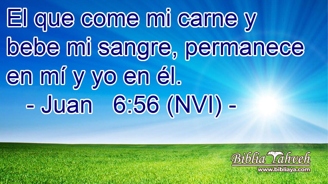  El que come mi carne y bebe mi sangre, permanece en mí y yo en él. 