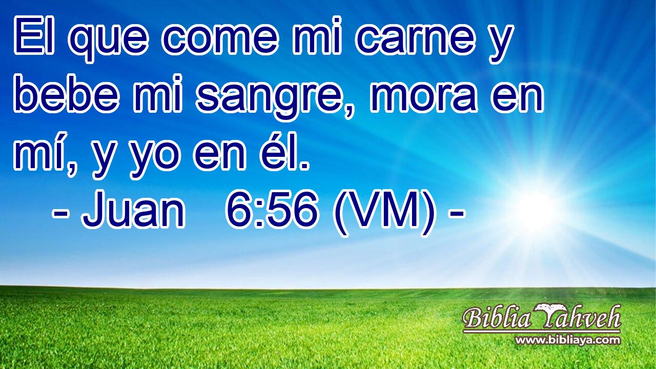  El que come mi carne y bebe mi sangre, mora en mí, y yo en él. 