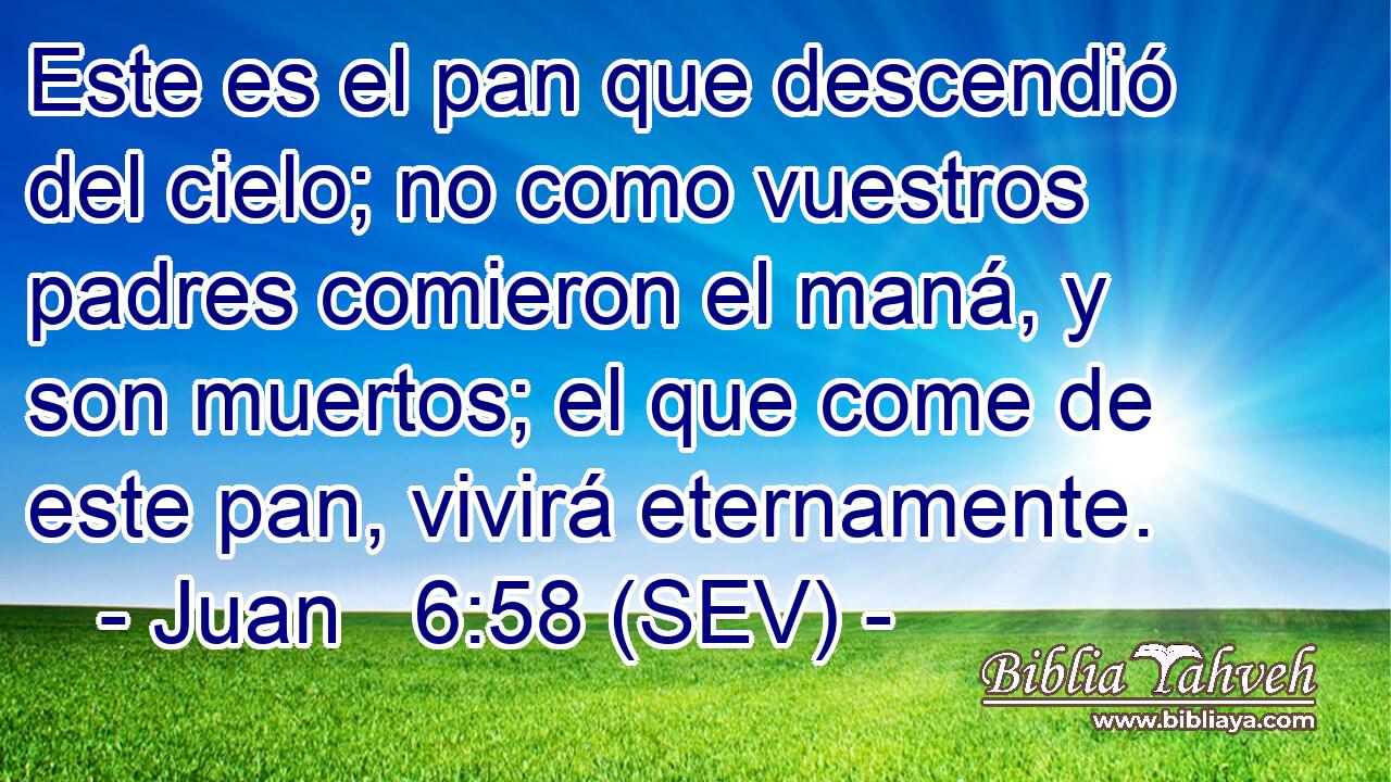 Este es el pan que descendió del cielo; no como vuestros padres comieron el maná, y son muertos; el que come de este pan, vivirá eternamente.