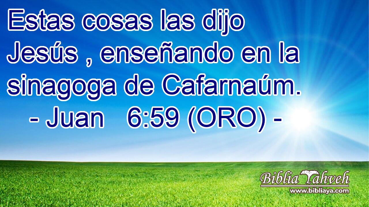  Estas cosas las dijo Jesús , enseñando en la sinagoga de Cafarnaúm. 