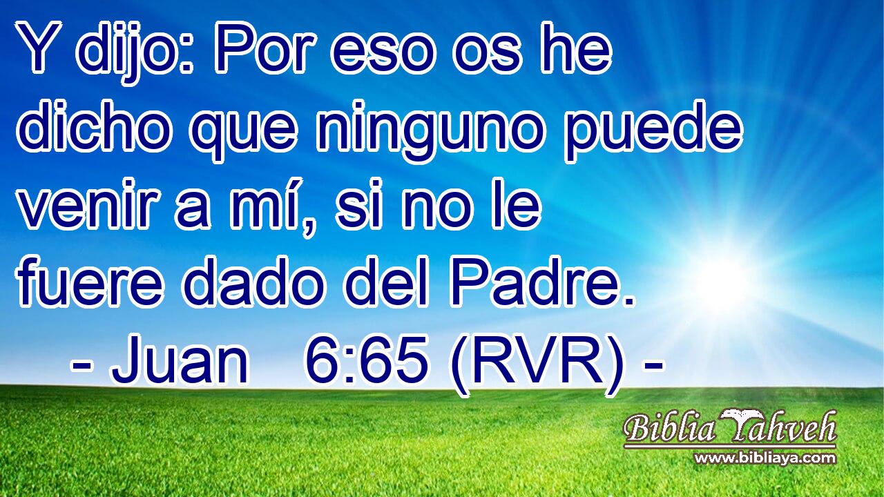 Y dijo: Por eso os he dicho que ninguno puede venir a mí, si no le fuere dado del Padre.