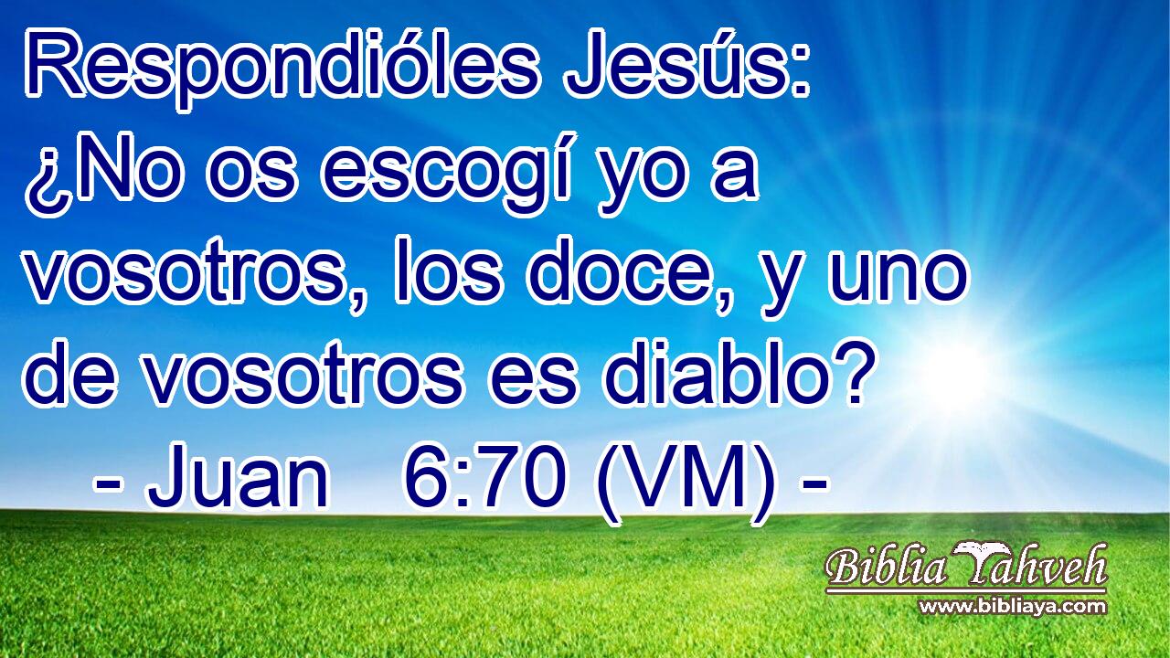  Respondióles Jesús: ¿No os escogí yo a vosotros, los doce, y uno de vosotros es diablo? 
