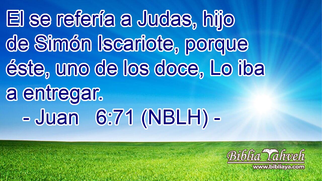  El se refería a Judas, hijo de Simón Iscariote, porque éste, uno de los doce, Lo iba a entregar. 