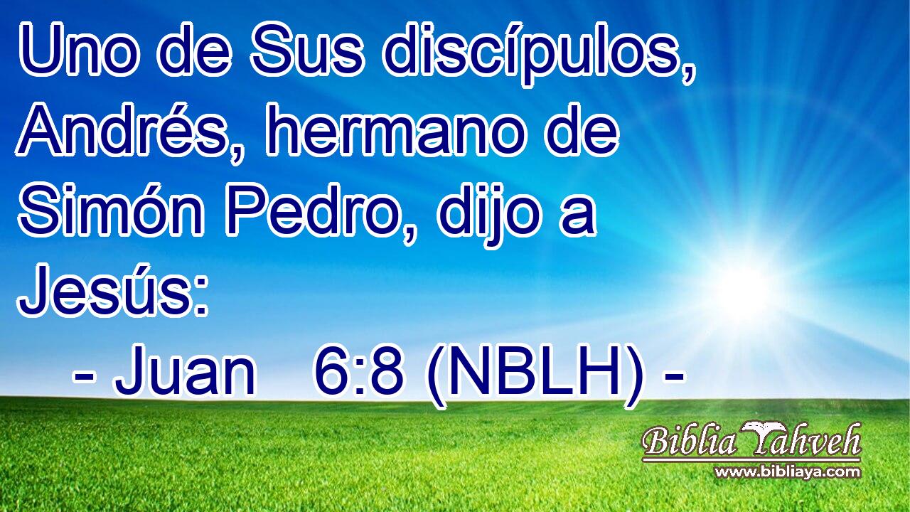  Uno de Sus discípulos, Andrés, hermano de Simón Pedro, dijo a Jesús: 