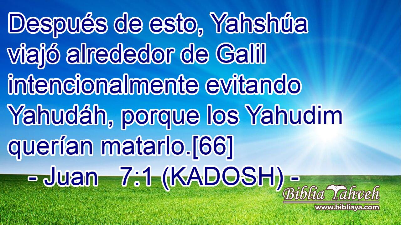  Después de esto, Yahshúa viajó alrededor de Galil intencionalmente evitando Yahudáh, porque los Yahudim querían matarlo.[66] 