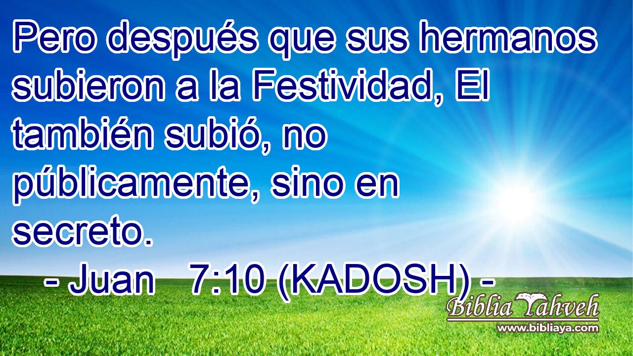  Pero después que sus hermanos subieron a la Festividad, El también subió, no públicamente, sino en secreto. 