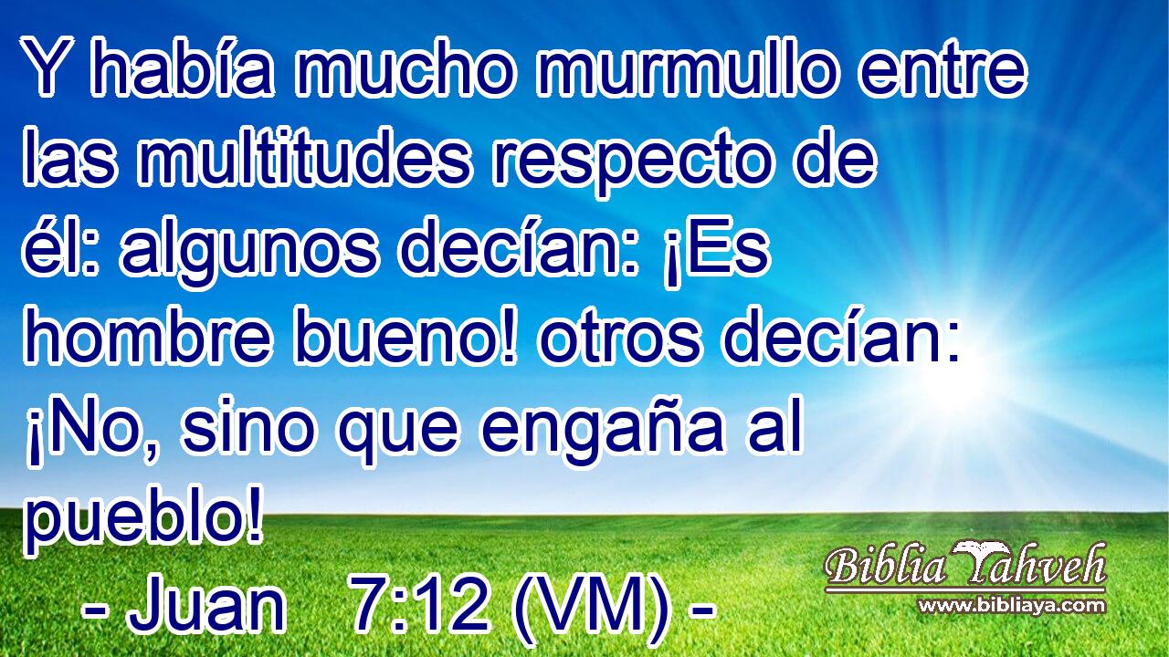  Y había mucho murmullo entre las multitudes respecto de él: algunos decían: ¡Es hombre bueno! otros decían: ¡No, sino que engaña al pueblo! 