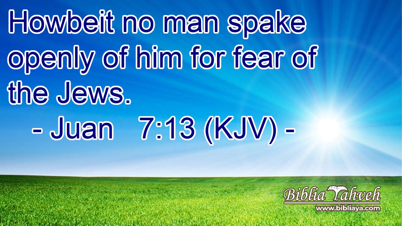 Howbeit no man spake openly of him for fear of the Jews.