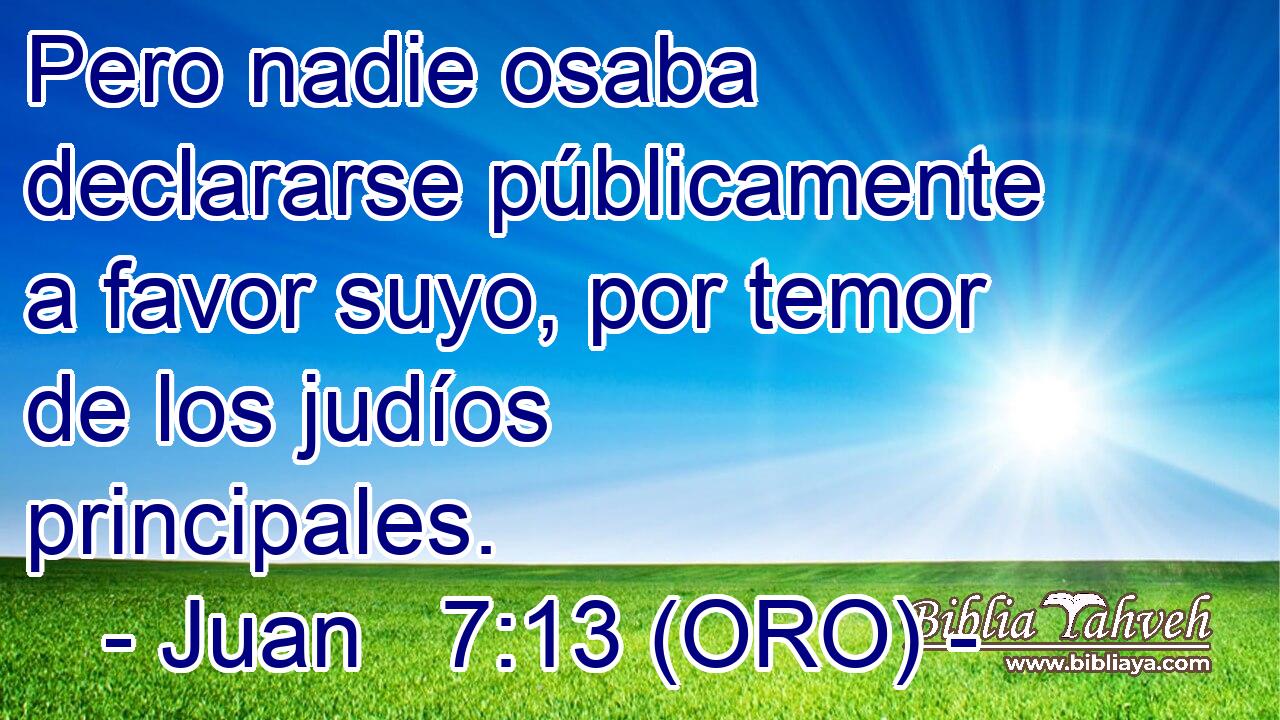 Pero nadie osaba declararse públicamente a favor suyo, por temor de los judíos principales. 