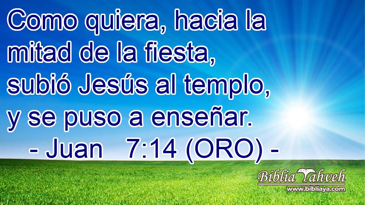  Como quiera, hacia la mitad de la fiesta, subió Jesús al templo, y se puso a enseñar. 