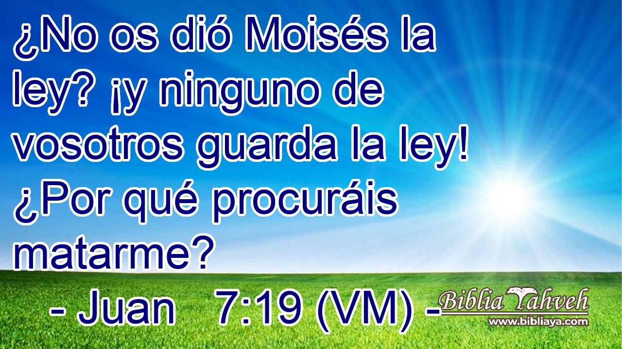  ¿No os dió Moisés la ley? ¡y ninguno de vosotros guarda la ley! ¿Por qué procuráis matarme? 
