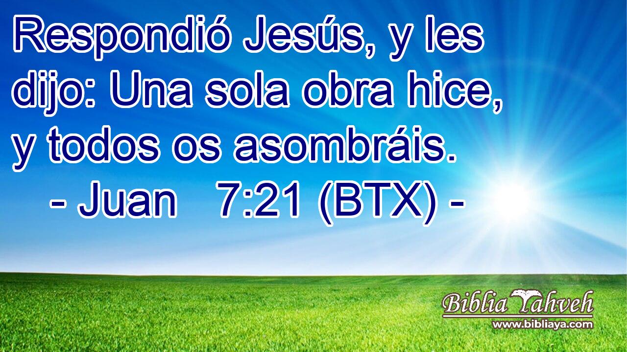 Respondió Jesús, y les dijo: Una sola obra hice, y todos os asombráis.