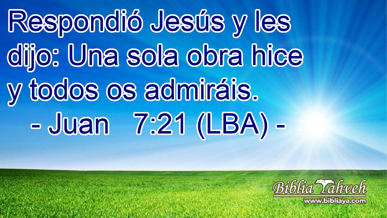 Respondió Jesús y les dijo: Una sola obra hice y todos os admiráis.