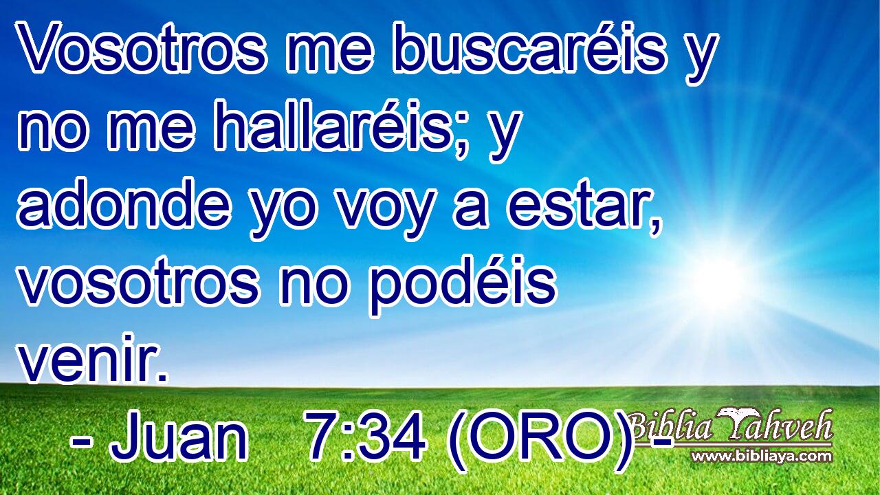  Vosotros me buscaréis y no me hallaréis; y adonde yo voy a estar, vosotros no podéis venir. 