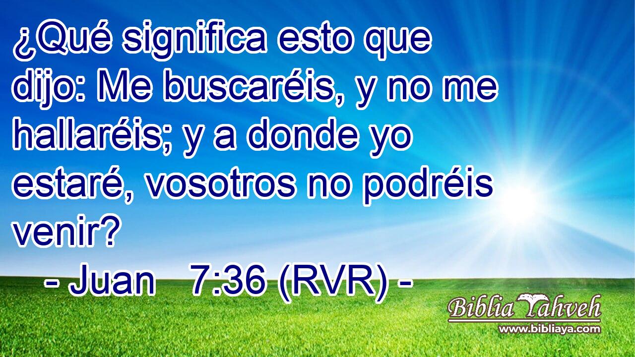 ¿Qué significa esto que dijo: Me buscaréis, y no me hallaréis; y a donde yo estaré, vosotros no podréis venir?