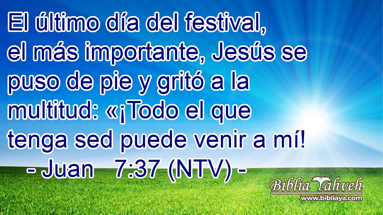 El último día del festival, el más importante, Jesús se puso de pie y gritó a la multitud: «¡Todo el que tenga sed puede venir a mí!