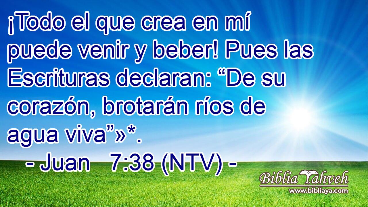 ¡Todo el que crea en mí puede venir y beber! Pues las Escrituras declaran: “De su corazón, brotarán ríos de agua viva”»*.