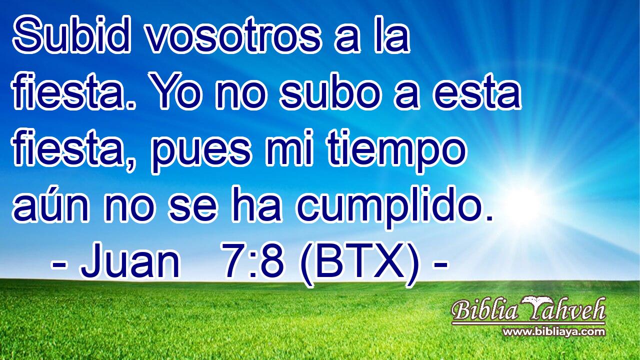 Subid vosotros a la fiesta. Yo no subo a esta fiesta, pues mi tiempo aún no se ha cumplido.