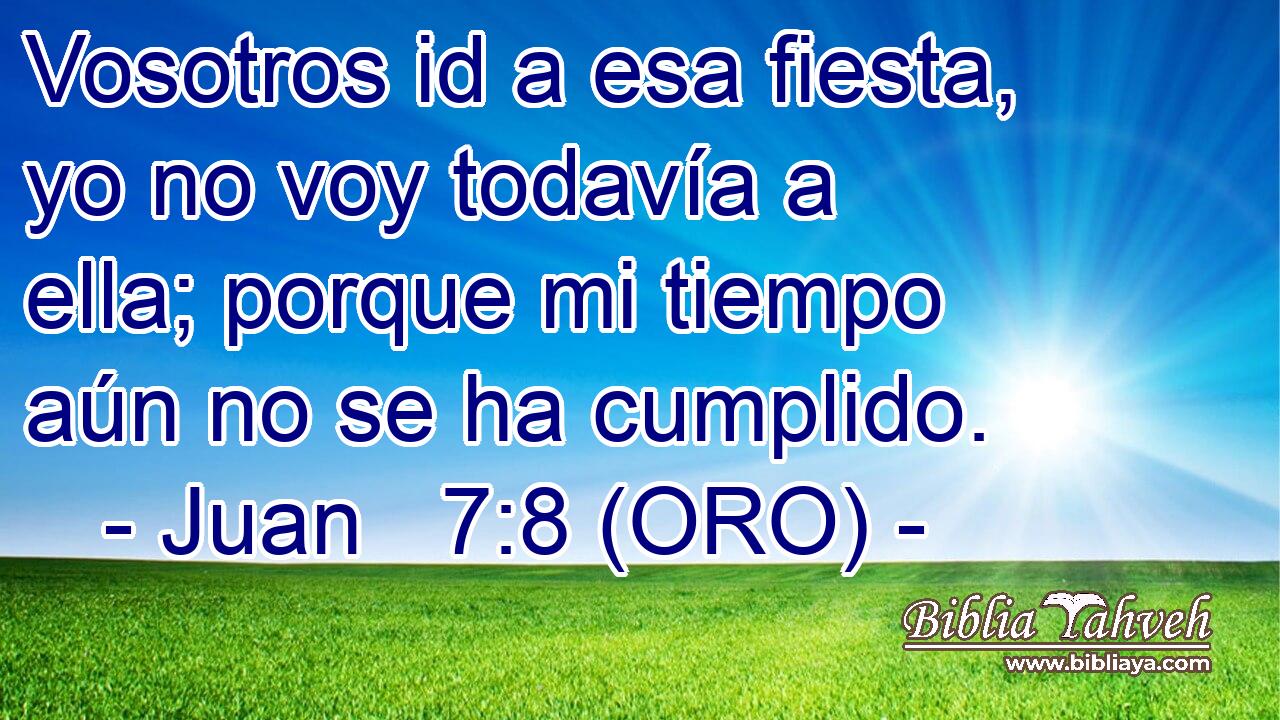  Vosotros id a esa fiesta, yo no voy todavía a ella; porque mi tiempo aún no se ha cumplido. 