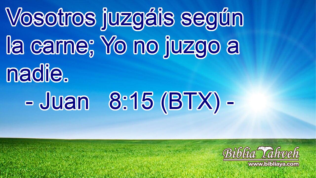 Vosotros juzgáis según la carne; Yo no juzgo a nadie.
