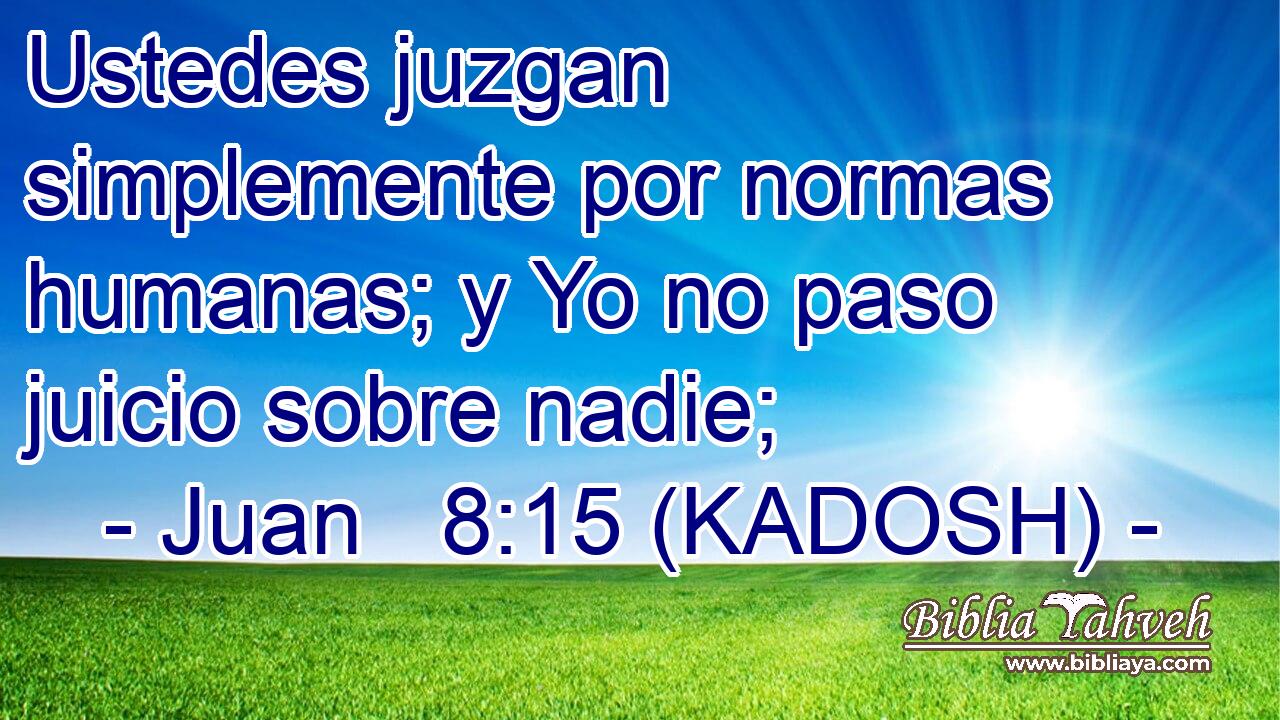  Ustedes juzgan simplemente por normas humanas; y Yo no paso juicio sobre nadie; 