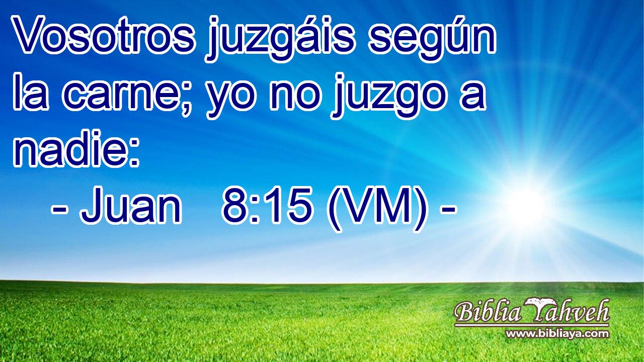  Vosotros juzgáis según la carne; yo no juzgo a nadie: 