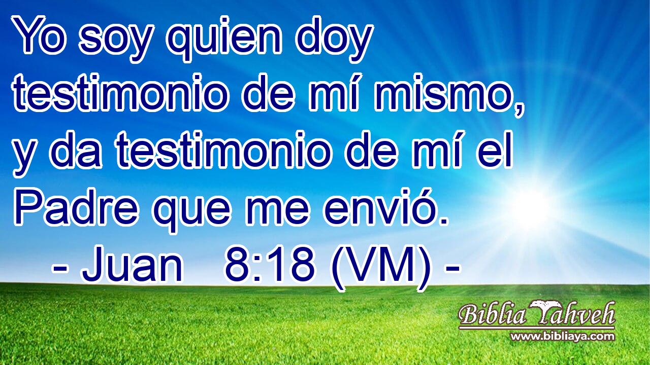  Yo soy quien doy testimonio de mí mismo, y da testimonio de mí el Padre que me envió. 