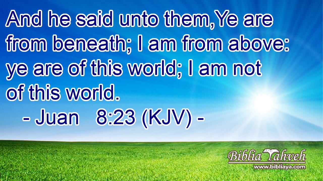And he said unto them,Ye are from beneath; I am from above: ye are of this world; I am not of this world.