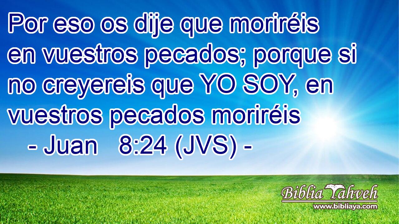 Por eso os dije que moriréis en vuestros pecados; porque si no creyereis que YO SOY, en vuestros pecados moriréis