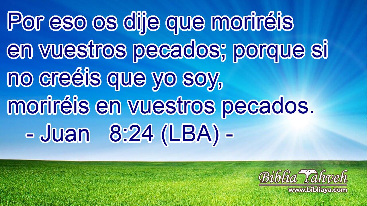 Por eso os dije que moriréis en vuestros pecados; porque si no creéis que yo soy, moriréis en vuestros pecados.