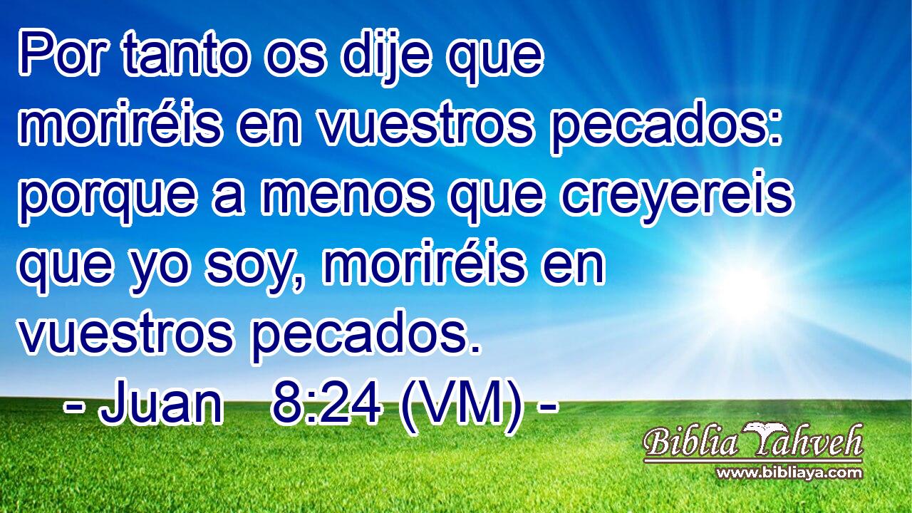 Por tanto os dije que moriréis en vuestros pecados: porque a menos que creyereis que yo soy, moriréis en vuestros pecados. 