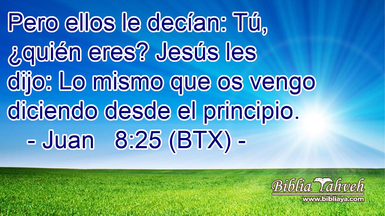 Pero ellos le decían: Tú, ¿quién eres? Jesús les dijo: Lo mismo que os vengo diciendo desde el principio.