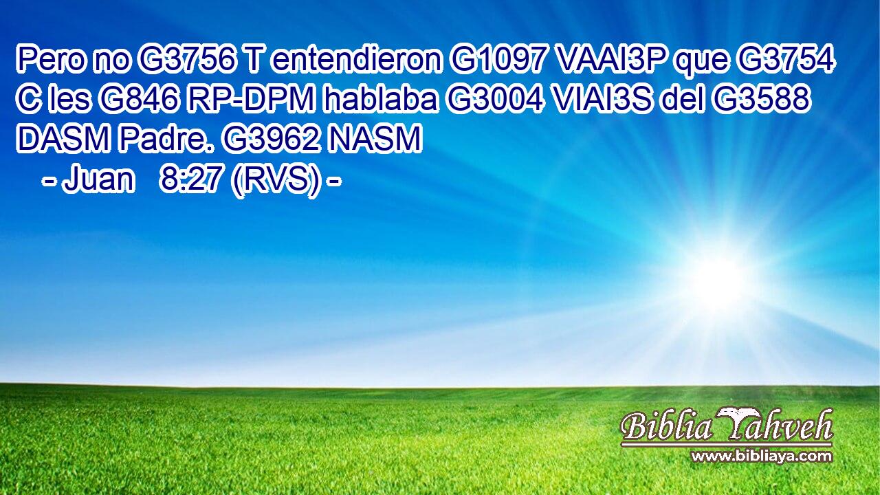 Pero no G3756 T entendieron G1097 VAAI3P que G3754 C les G846 RP-DPM hablaba G3004 VIAI3S del G3588 DASM Padre. G3962 NASM 