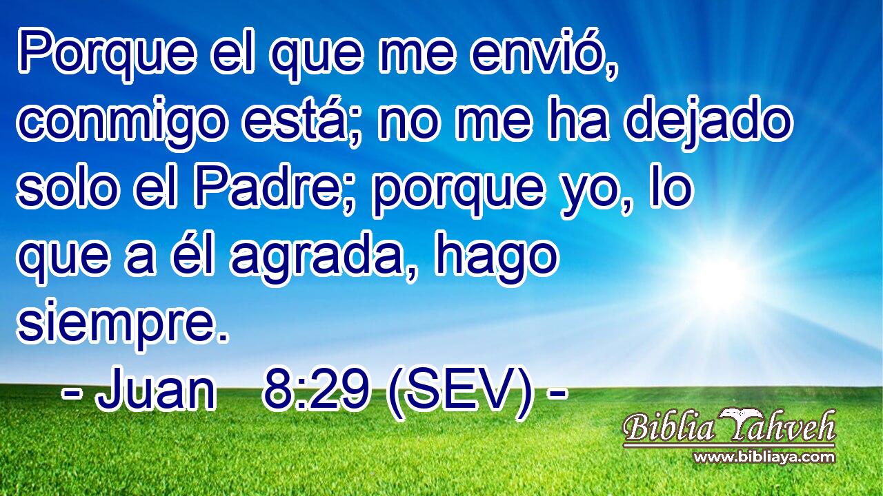 Porque el que me envió, conmigo está; no me ha dejado solo el Padre; porque yo, lo que a él agrada, hago siempre.