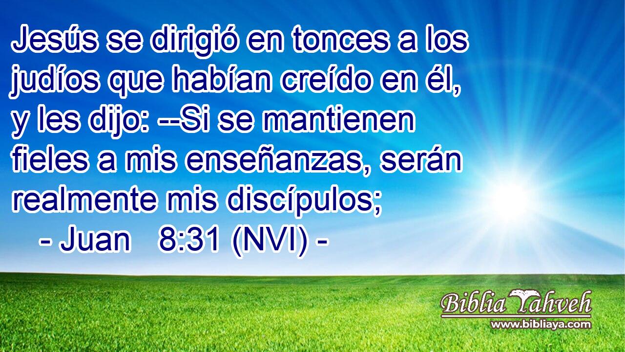  Jesús se dirigió en tonces a los judíos que habían creído en él, y les dijo: --Si se mantienen fieles a mis enseñanzas, serán realmente mis discípulos; 