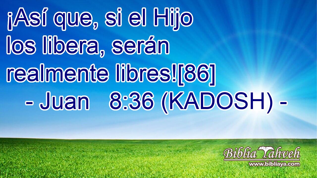  ¡Así que, si el Hijo los libera, serán realmente libres![86] 