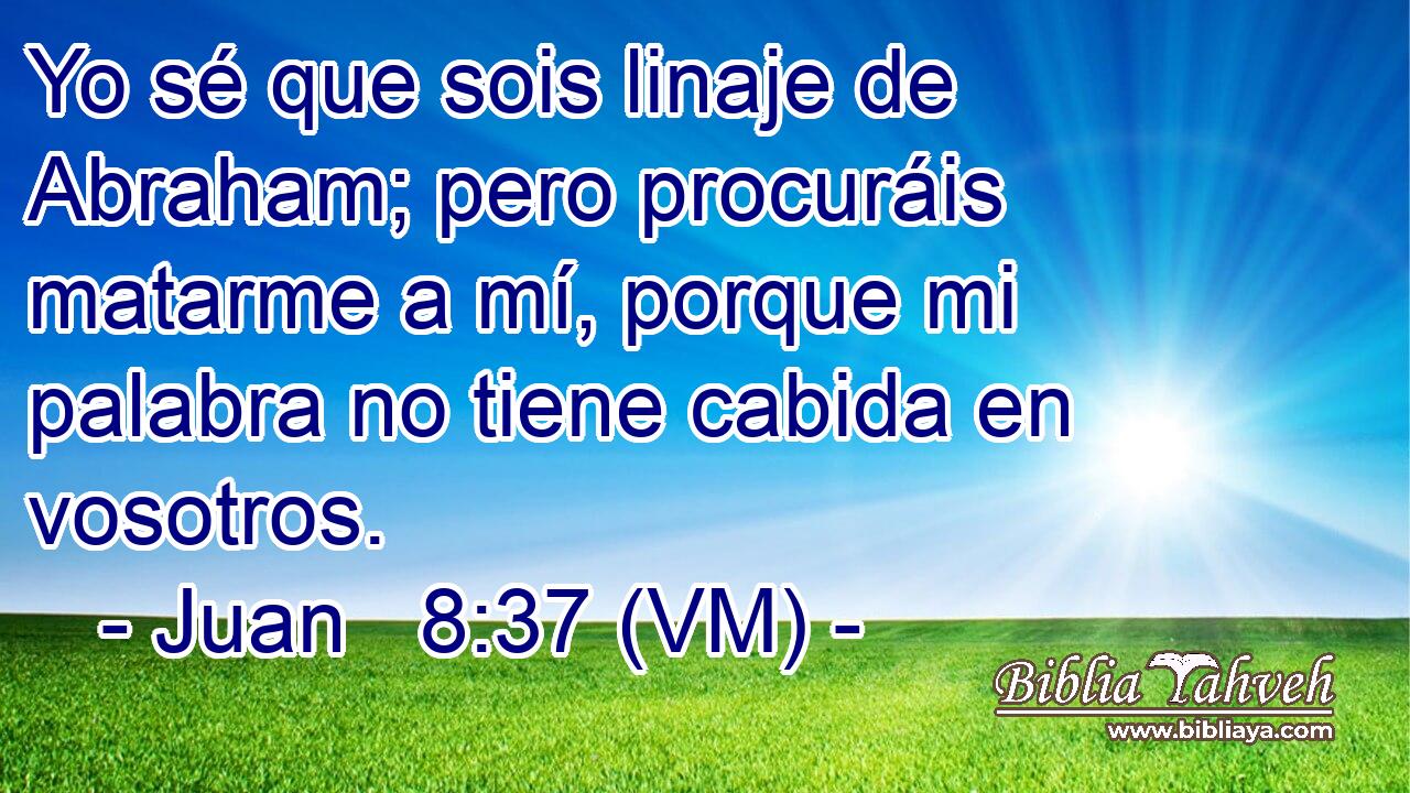  Yo sé que sois linaje de Abraham; pero procuráis matarme a mí, porque mi palabra no tiene cabida en vosotros. 