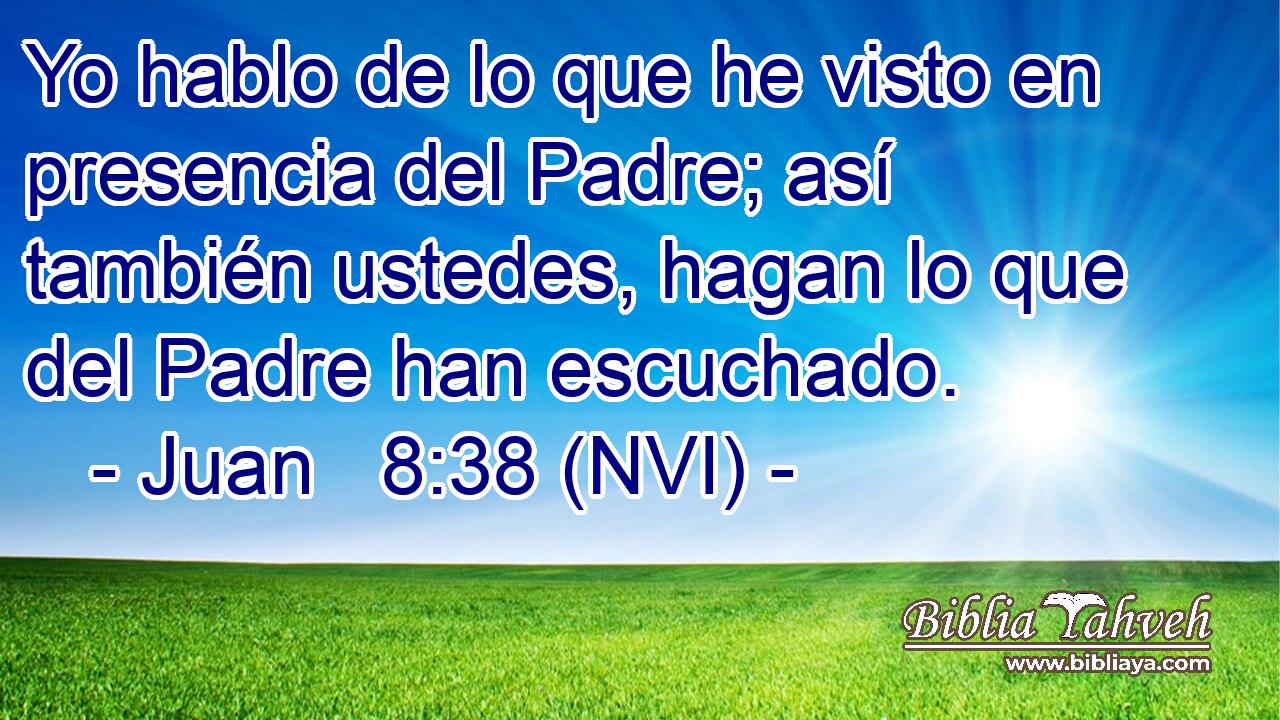  Yo hablo de lo que he visto en presencia del Padre; así también ustedes, hagan lo que del Padre han escuchado. 