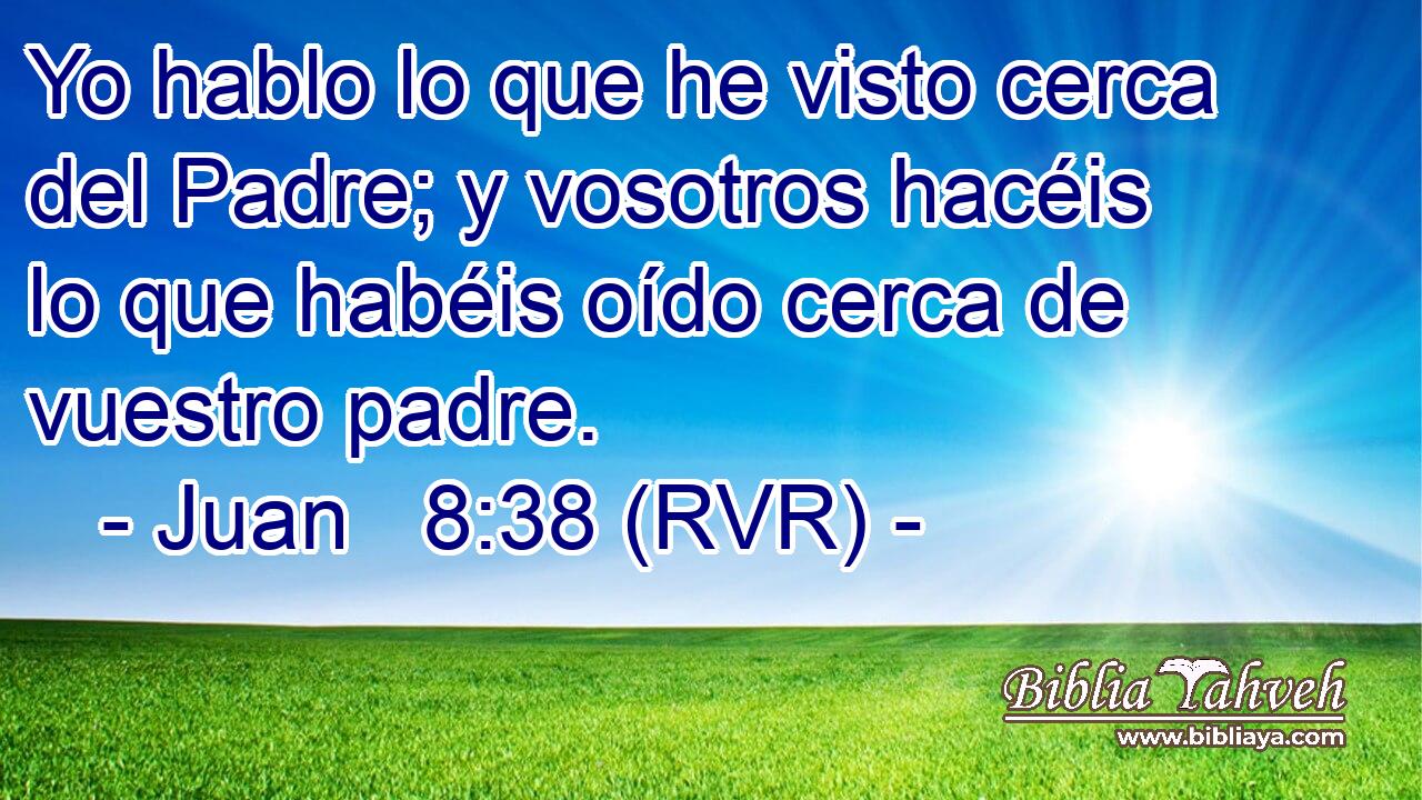 Yo hablo lo que he visto cerca del Padre; y vosotros hacéis lo que habéis oído cerca de vuestro padre.