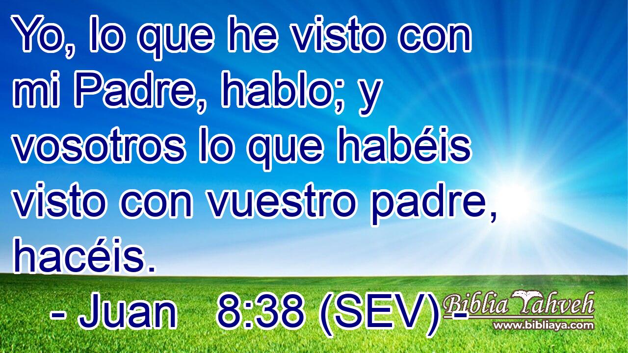 Yo, lo que he visto con mi Padre, hablo; y vosotros lo que habéis visto con vuestro padre, hacéis.