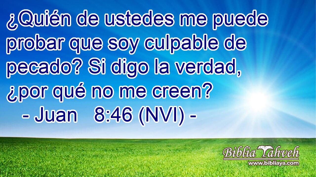  ¿Quién de ustedes me puede probar que soy culpable de pecado? Si digo la verdad, ¿por qué no me creen? 